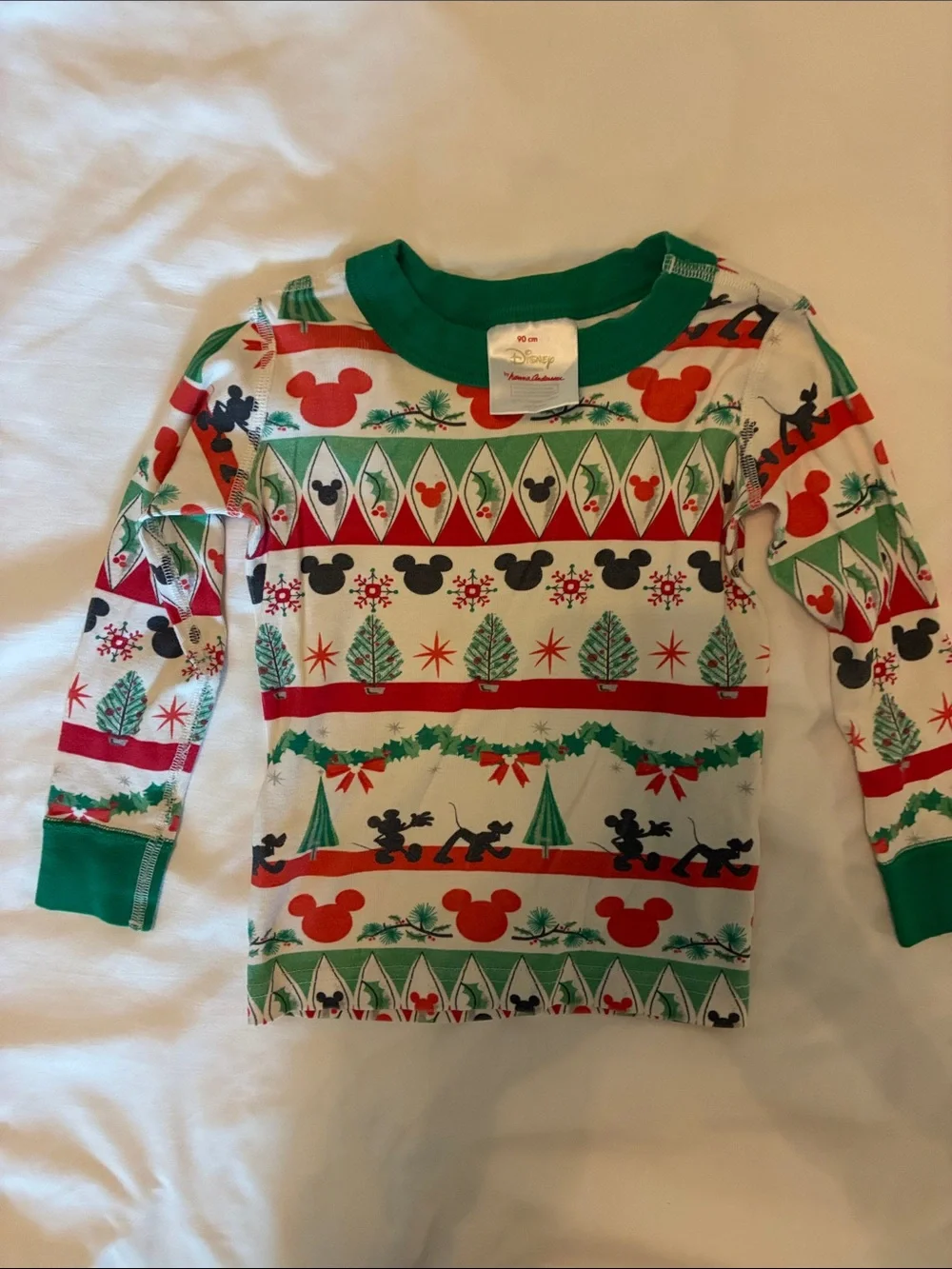 Hanna Andersson Red, Green & White Holiday Mickey Pajama Set